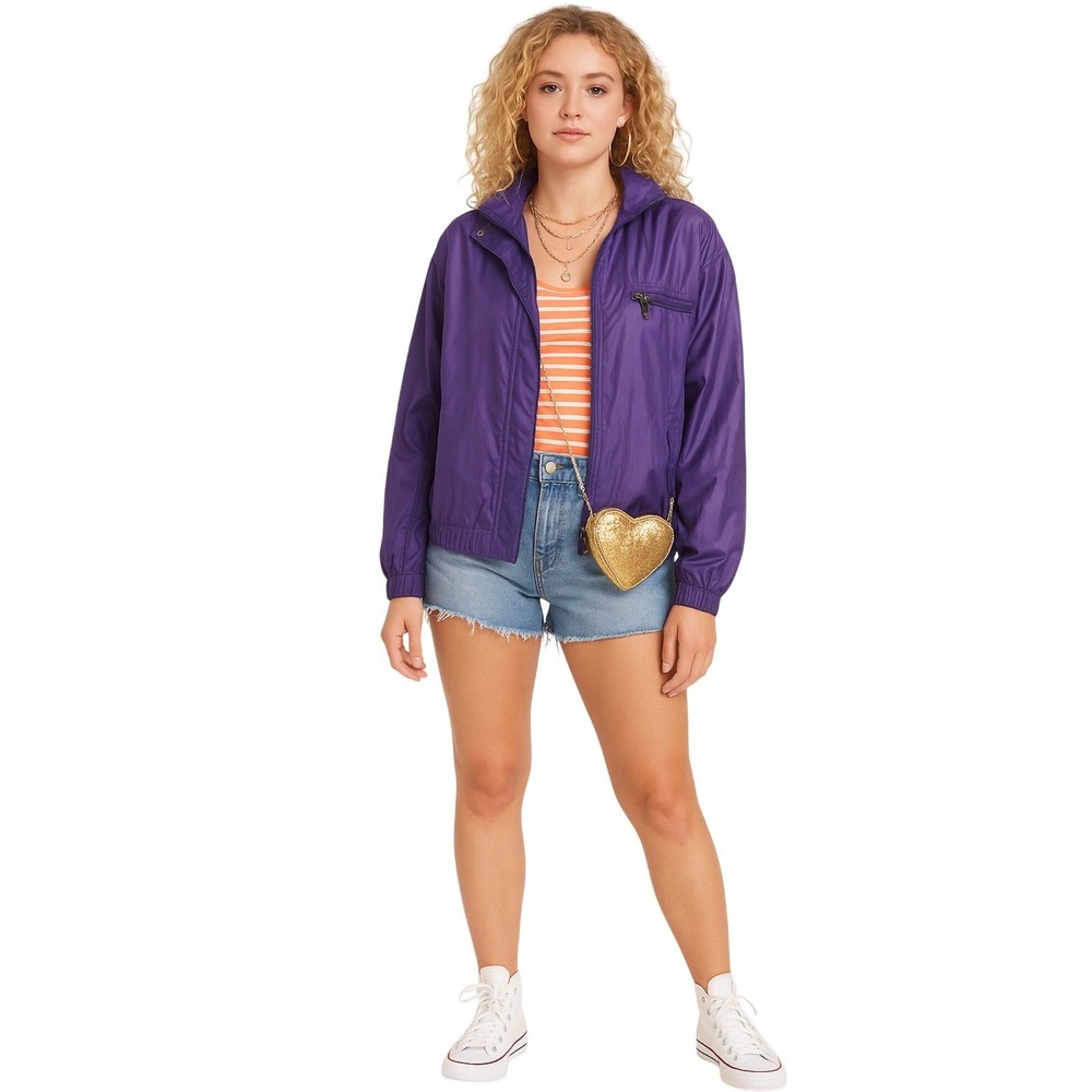 Smoke Rise NY Purple Bomber Jacket‎ Unisex Size Large Purple Zip Motorcycle Coat - Picture 2 of 10